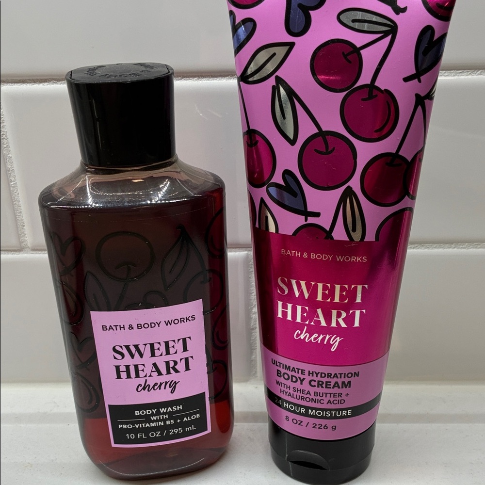NWT! BBW Sweet Heart Cherry Body Wash & Cream